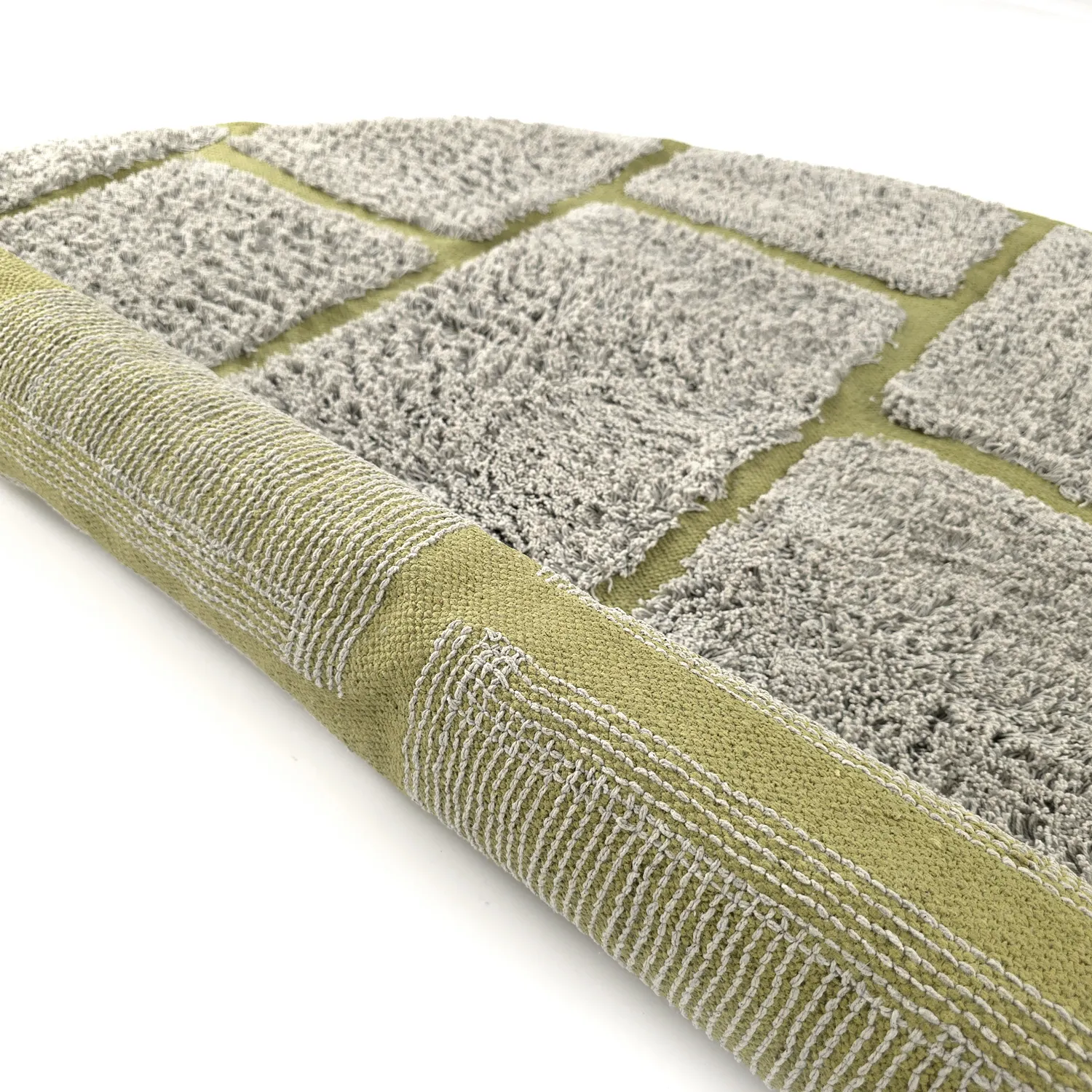 Pyöreä matot - Lindley Natural Cotton Shaggy (greige/vihreä)