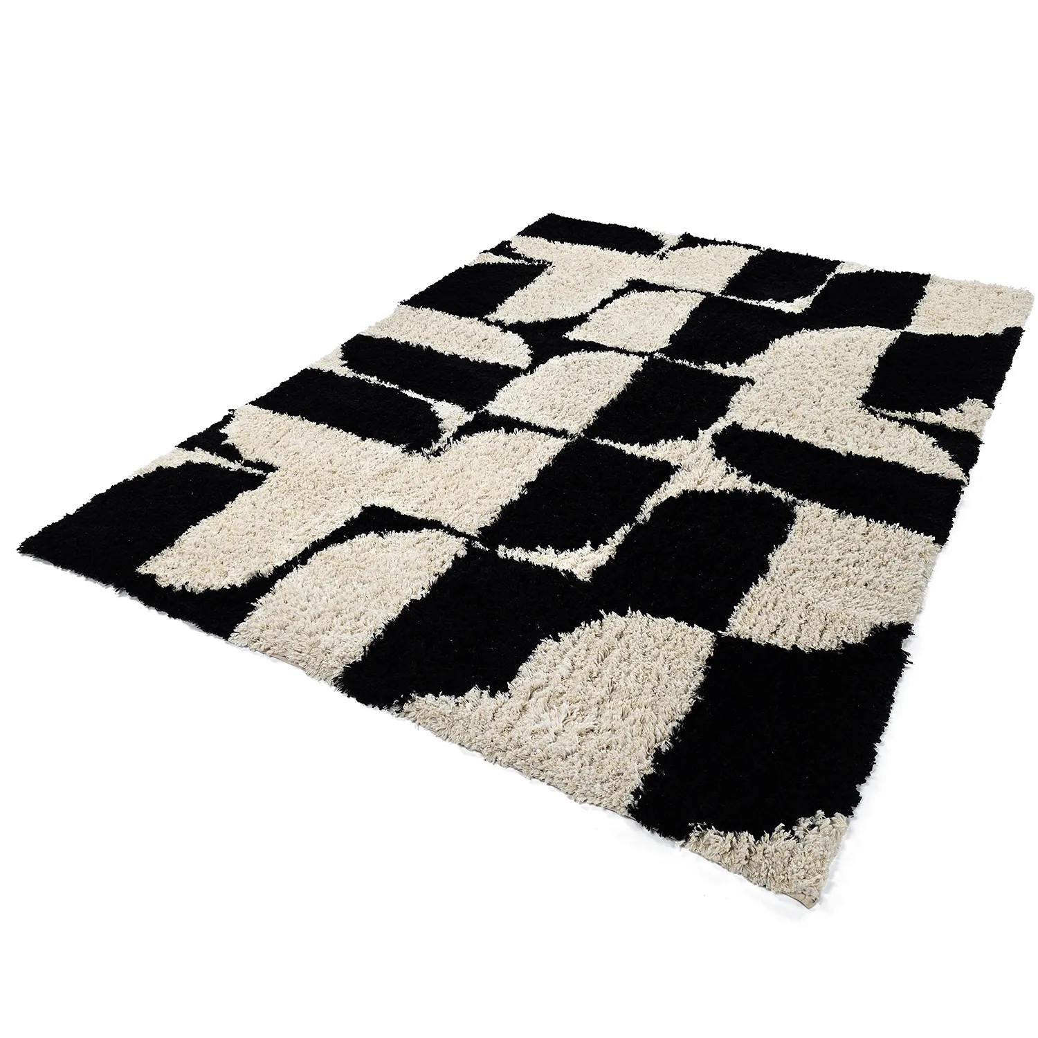 Ryijymatot - Marvao Natural Cotton Shaggy (luonnonvalkoinen/musta)