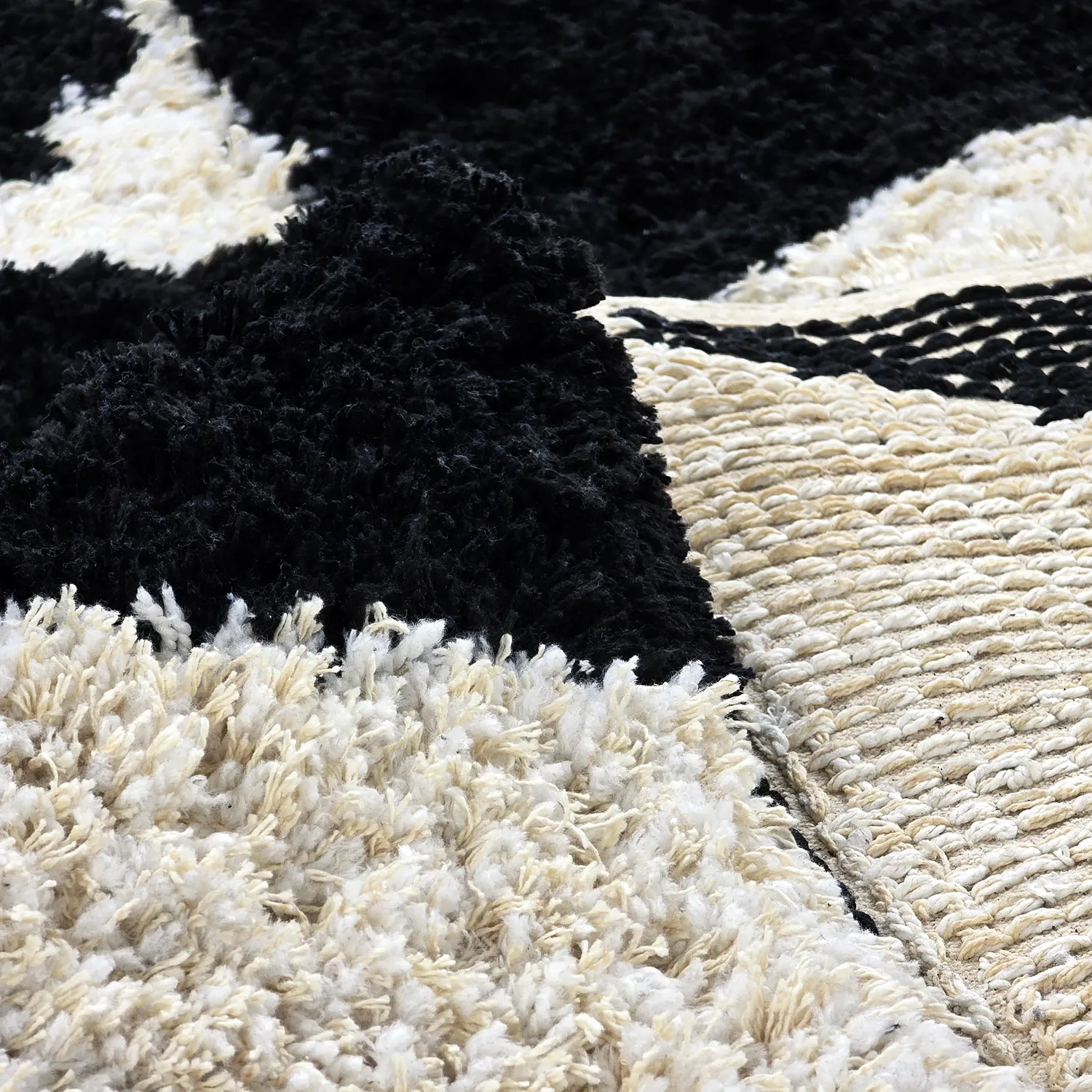 Ryijymatot - Marvao Natural Cotton Shaggy (luonnonvalkoinen/musta)