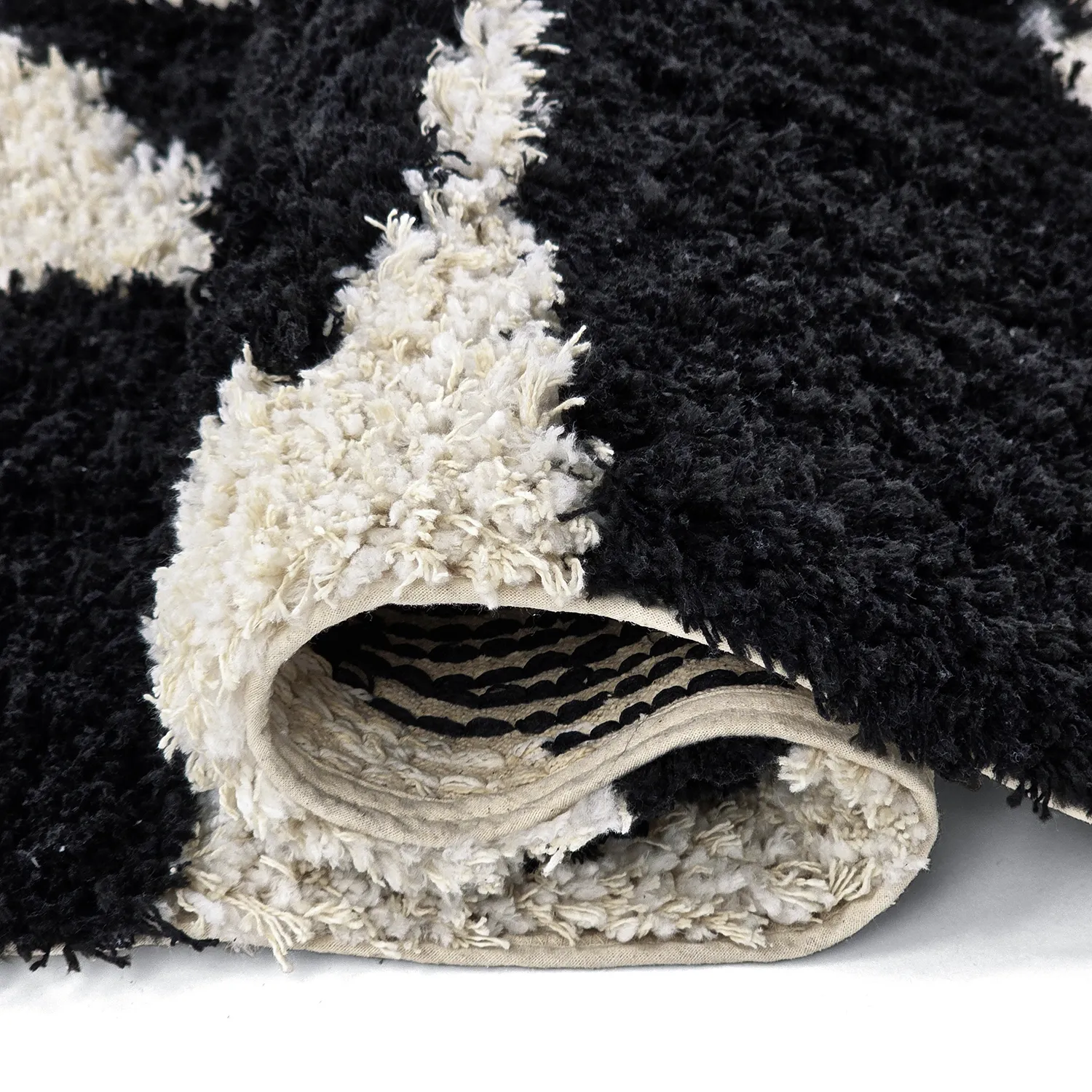 Ryijymatot - Marvao Natural Cotton Shaggy (luonnonvalkoinen/musta)