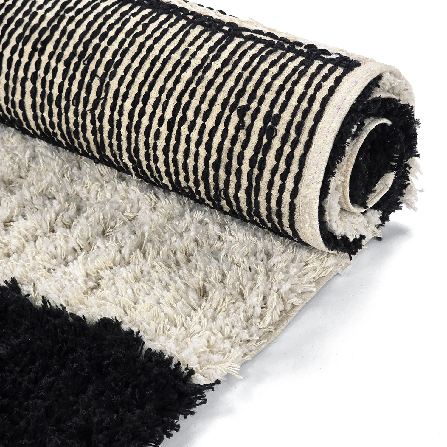 Ryijymatot - Marvao Natural Cotton Shaggy (luonnonvalkoinen/musta)