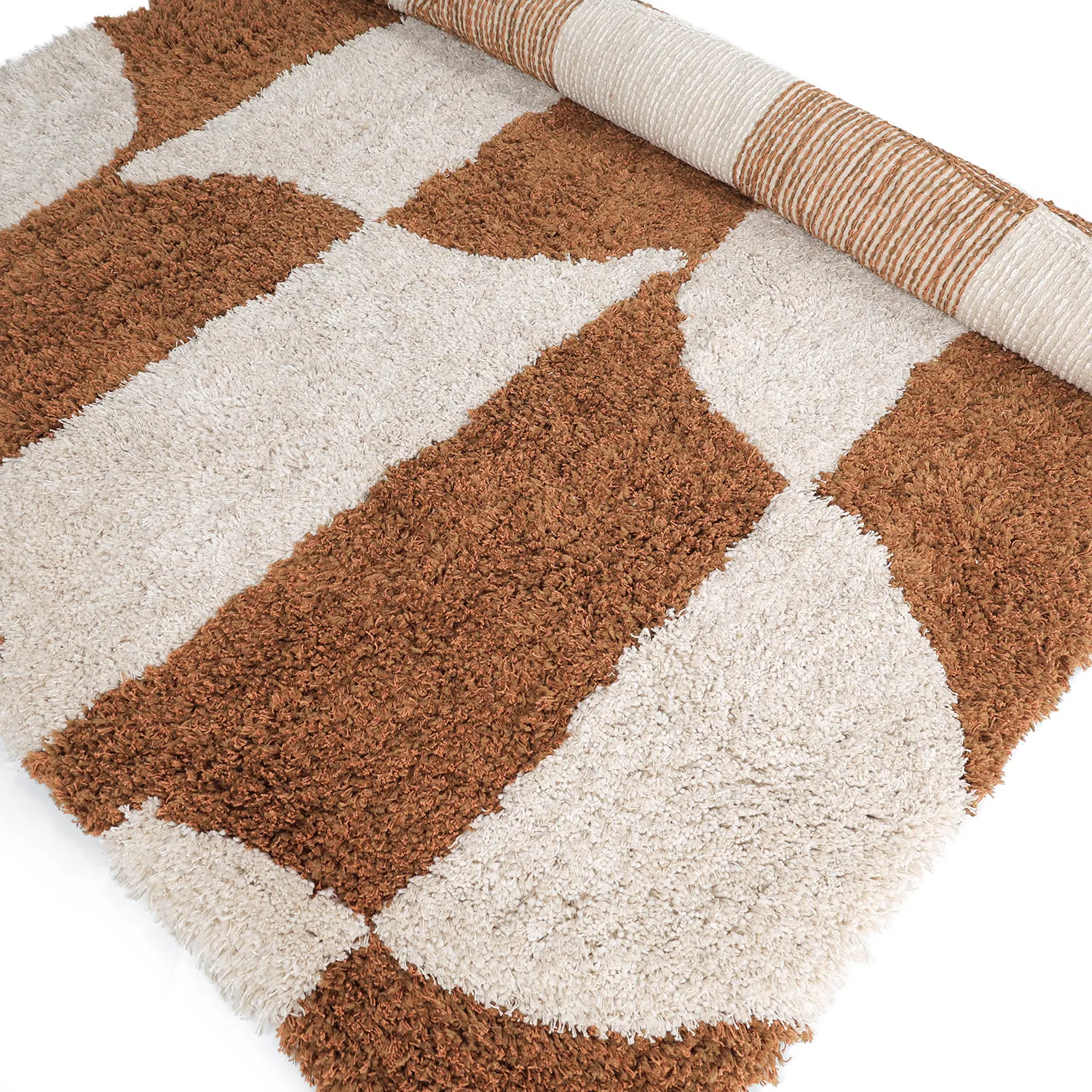 Ryijymatot - Kalymnos Natural Cotton Shaggy (luonnonvalkoinen/okra)