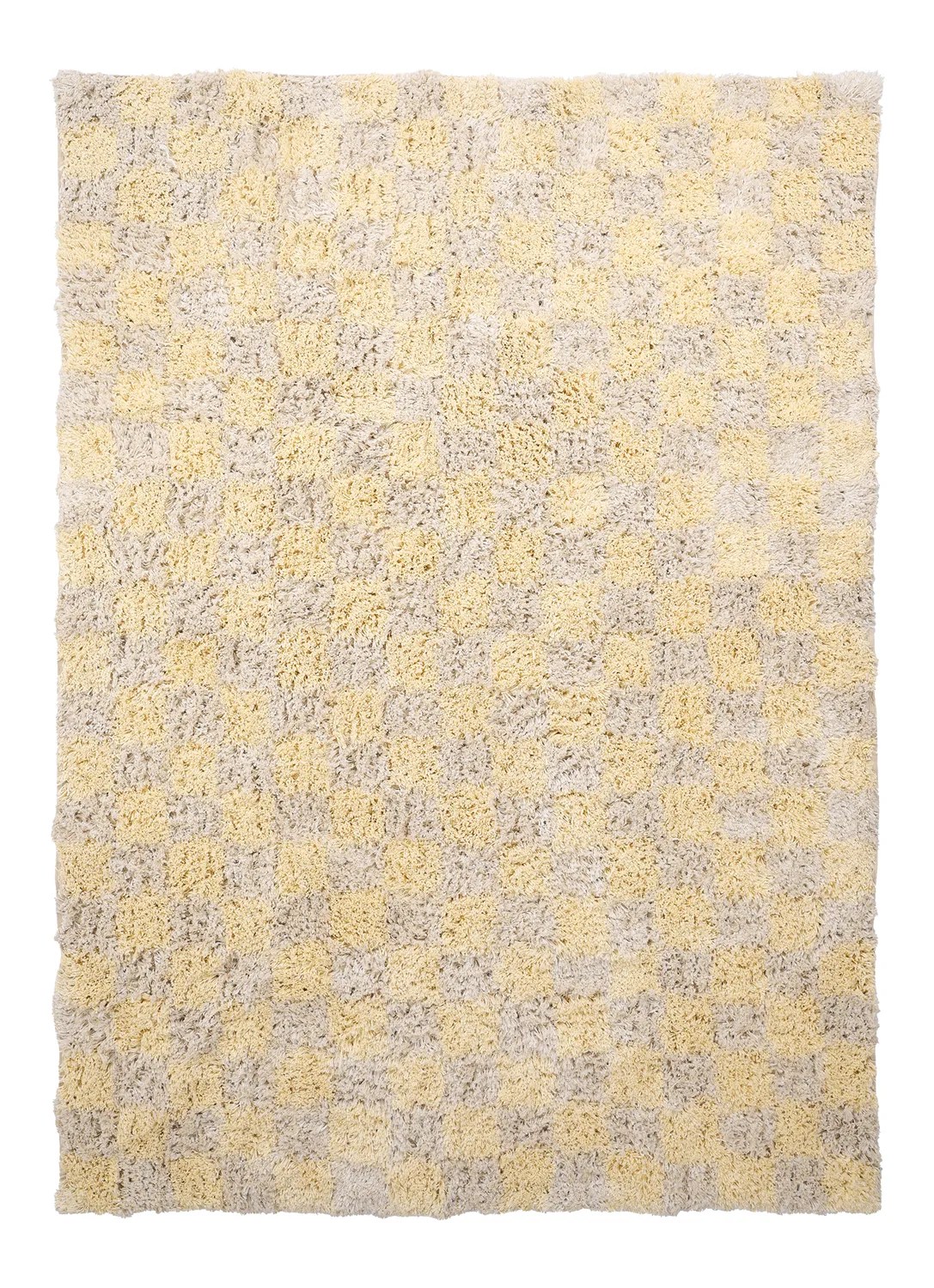 Ryijymatot - Methoni Check Cotton Shaggy (kerma/vaaleankeltainen)