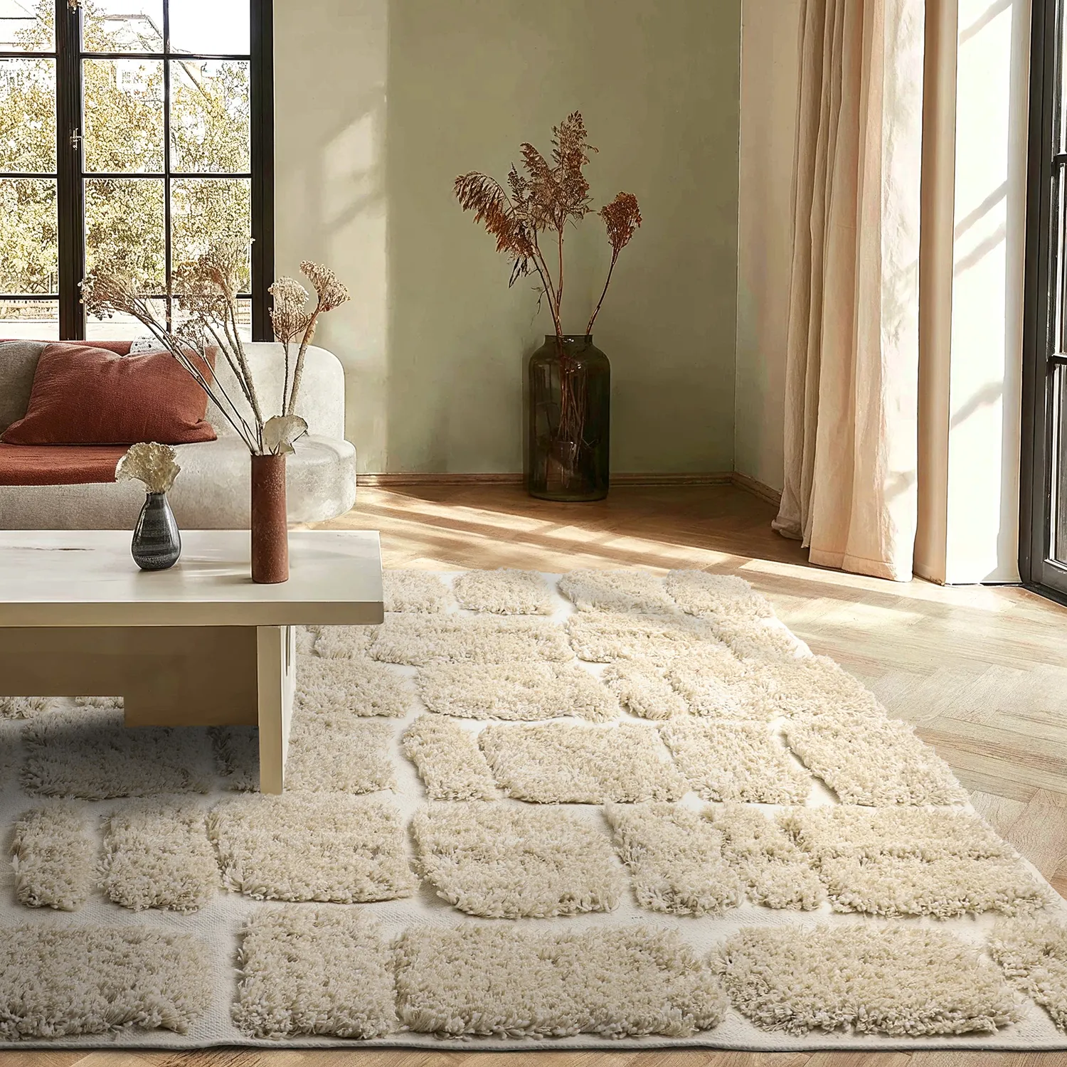 Ryijymatot - Otranto Natural Cotton Shaggy (luonnonvalkoinen)