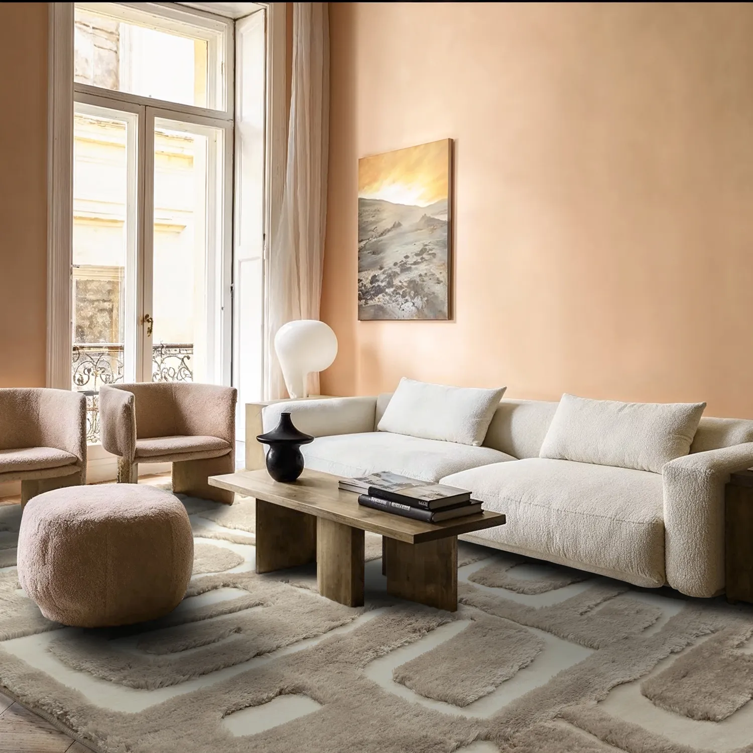 Ryijymatot - Palmyra (beige/valkoinen)
