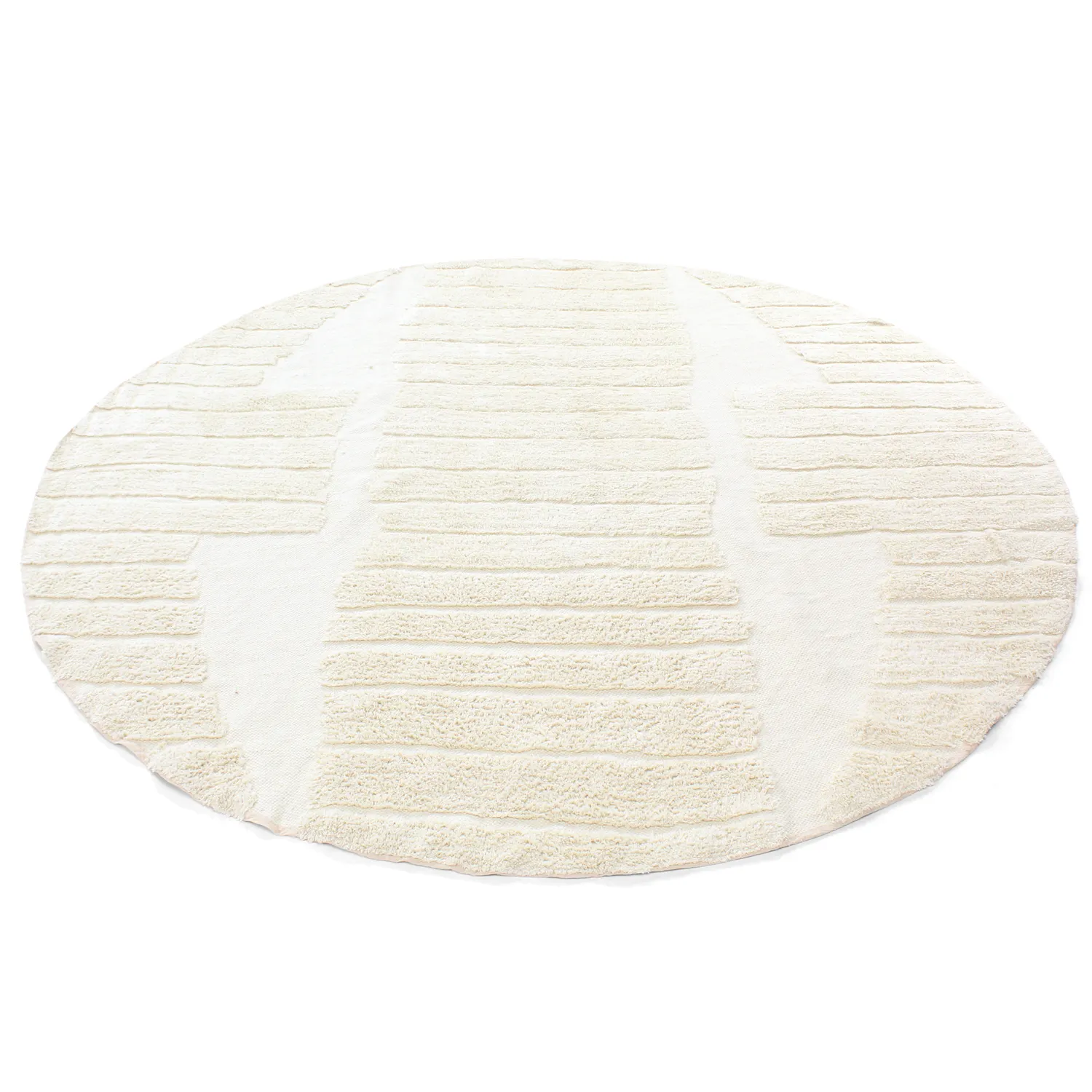 Pyöreät matot - Rani Natural Cotton Shaggy (luonnonvalkoinen)