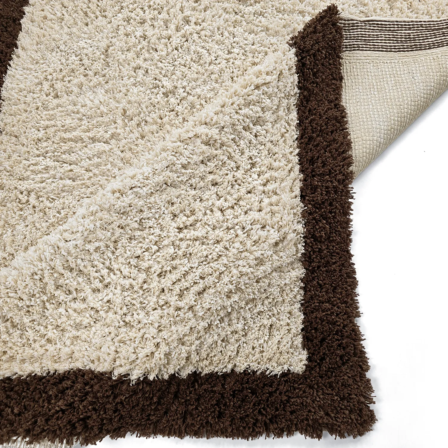 Ryijymatot - Sagres Natural Cotton Shaggy (luonnonvalkoinen/ruskea)