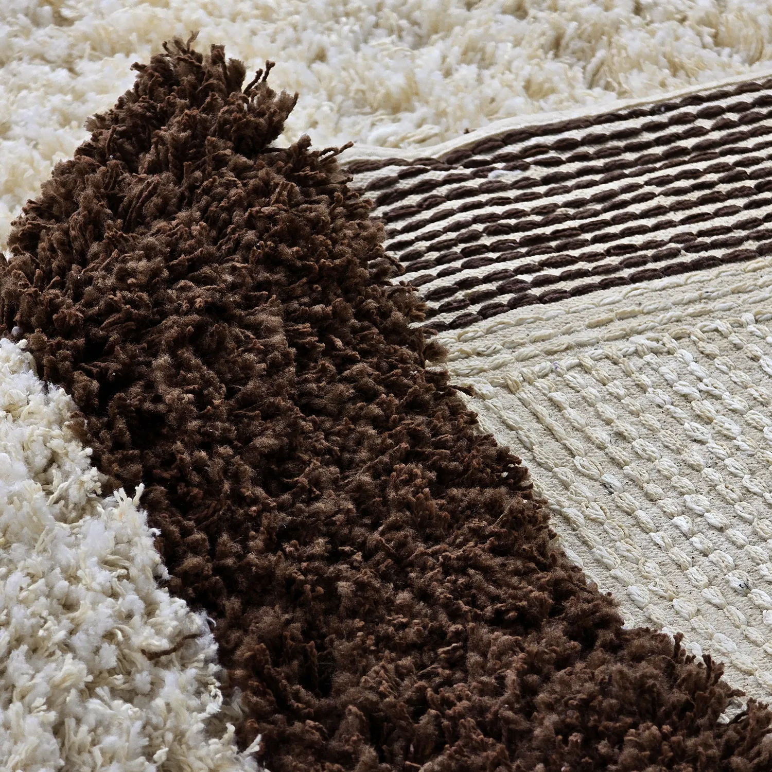 Ryijymatot - Sagres Natural Cotton Shaggy (luonnonvalkoinen/ruskea)