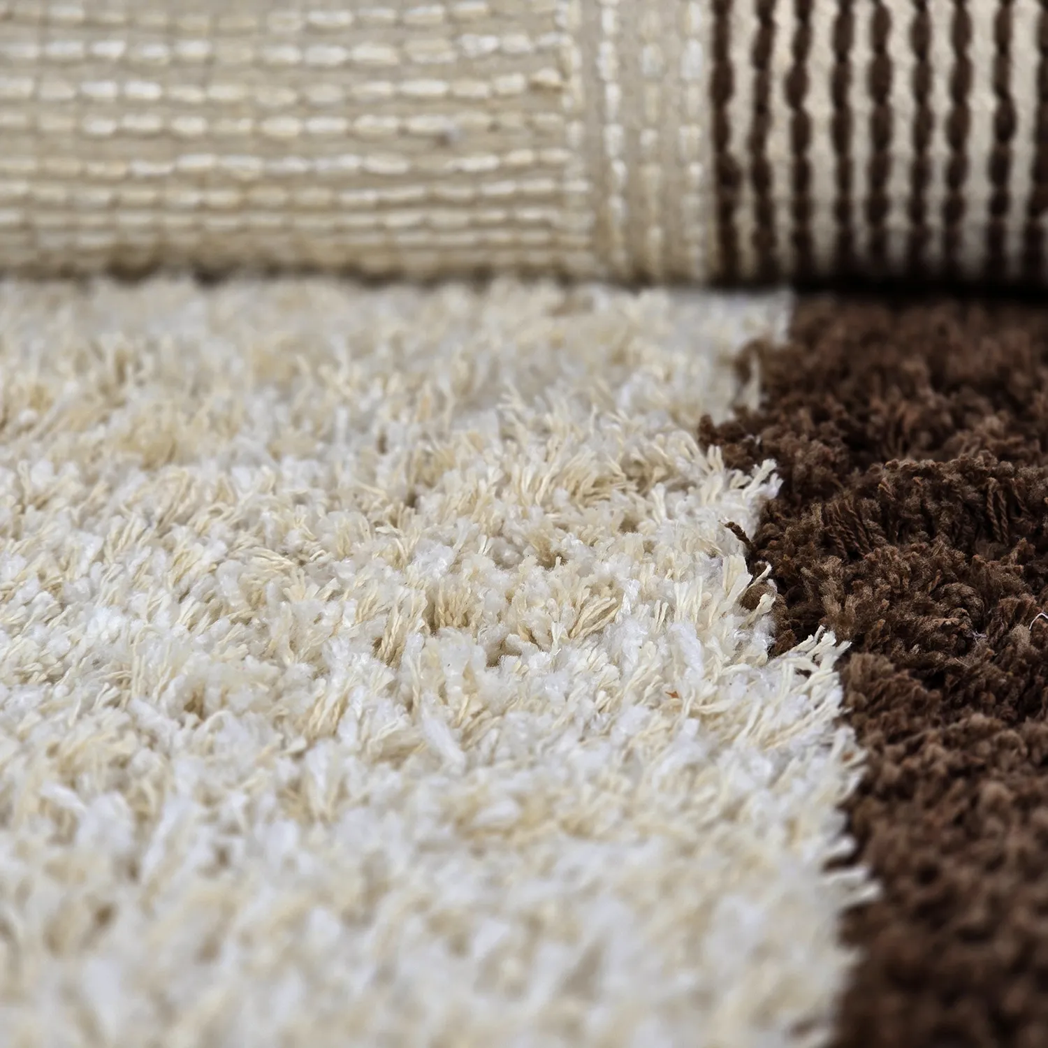 Ryijymatot - Sagres Natural Cotton Shaggy (luonnonvalkoinen/ruskea)