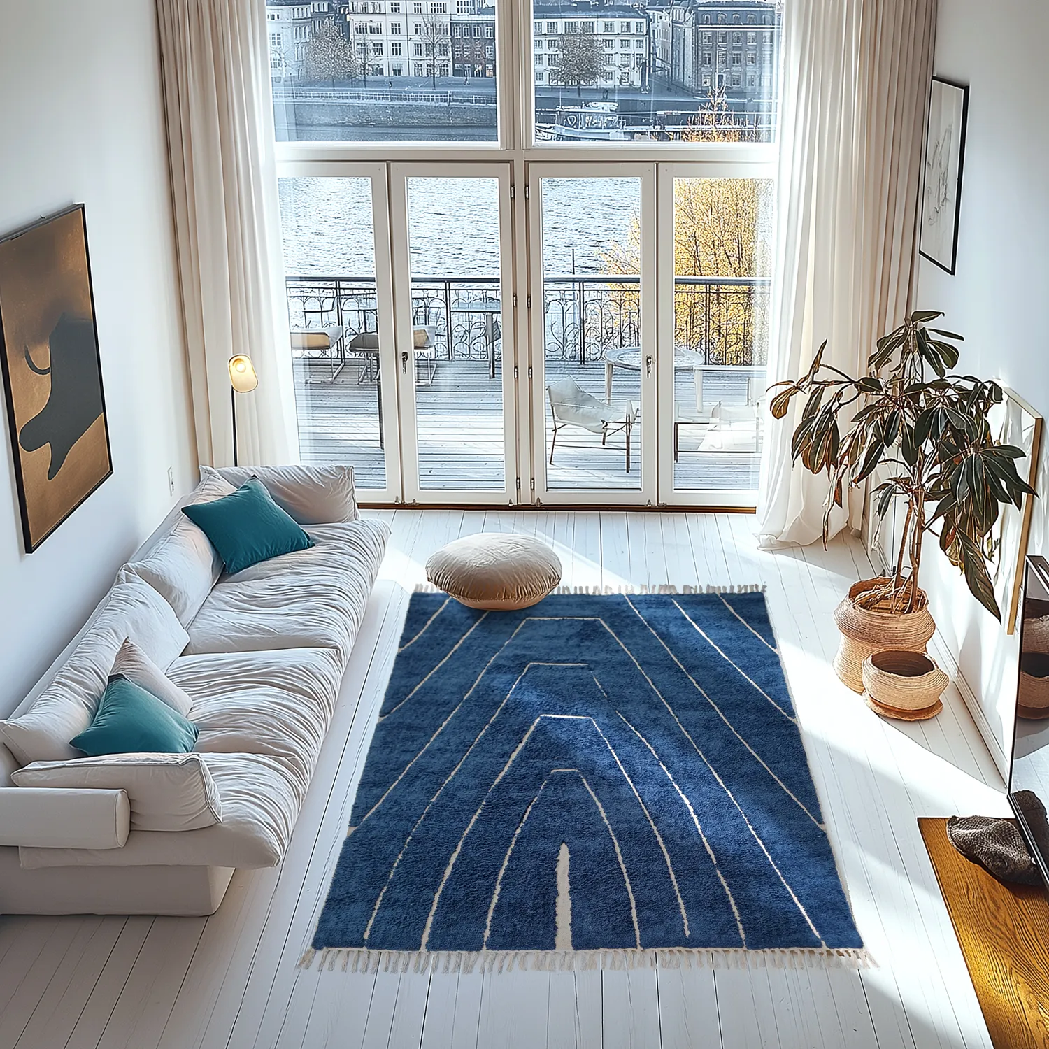 Ryijymatot - Sivia Natural Cotton Shaggy (sininen)