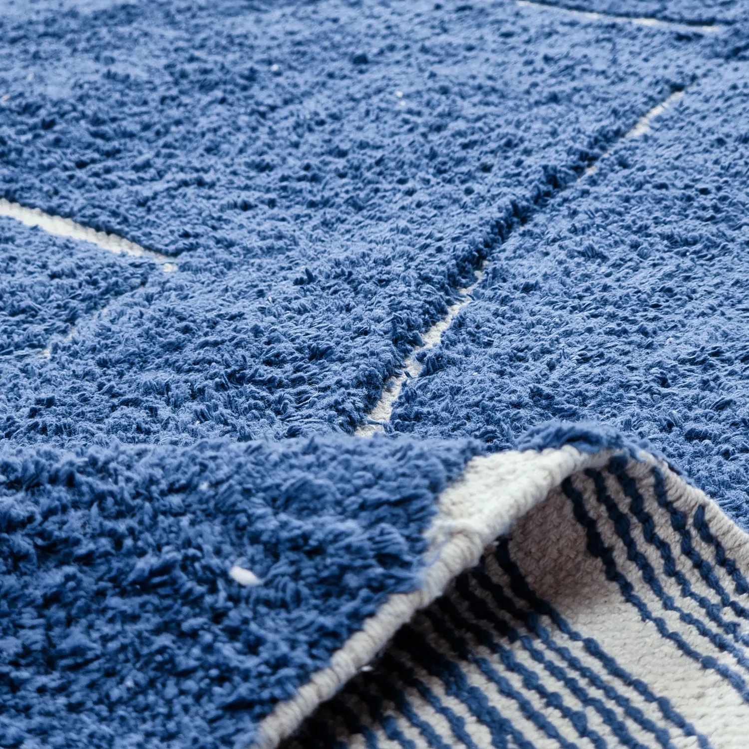 Pyöreät matot - Sivia Natural Cotton Shaggy (sininen)