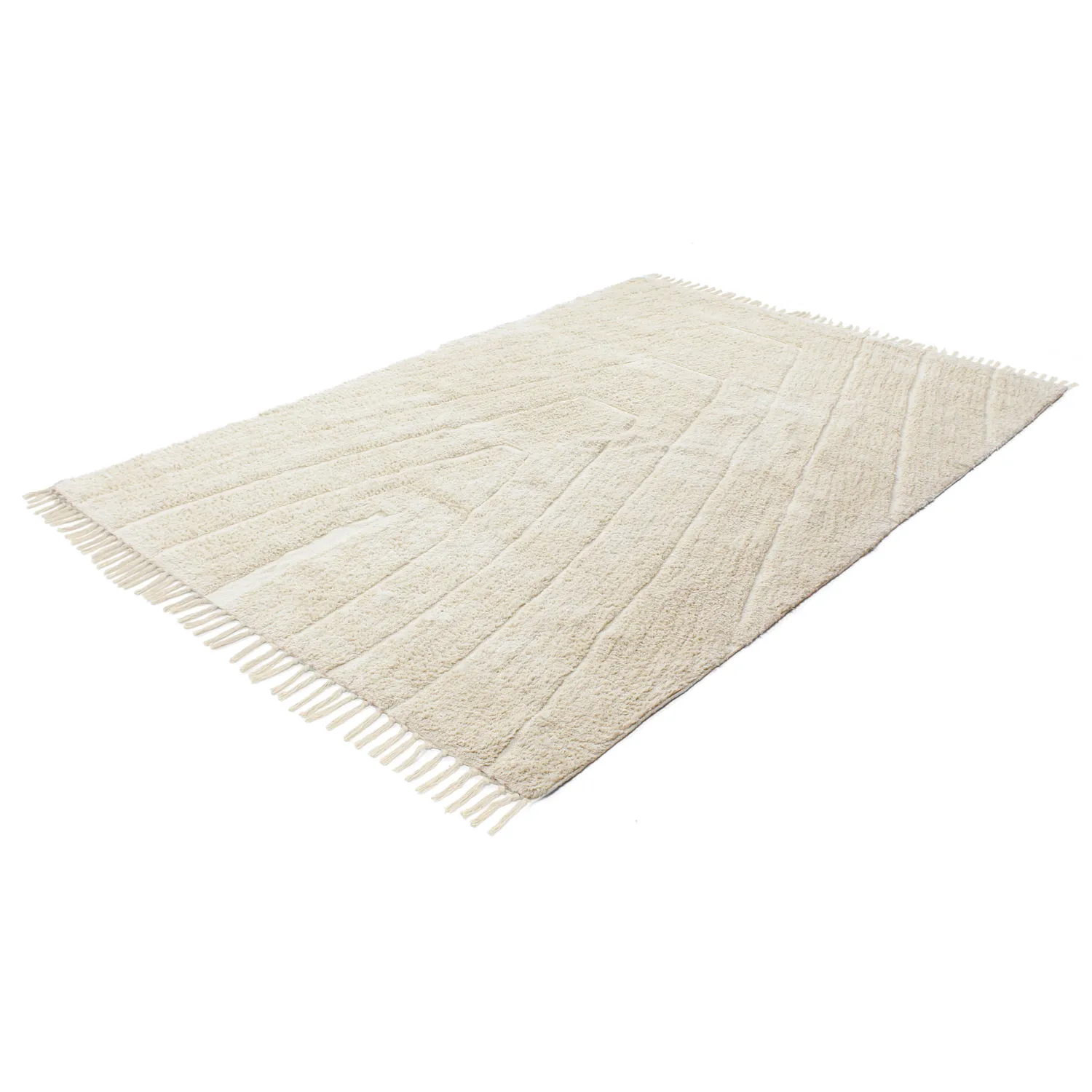 Ryijymatot - Sivia Natural Cotton Shaggy (luonnonvalkoinen)