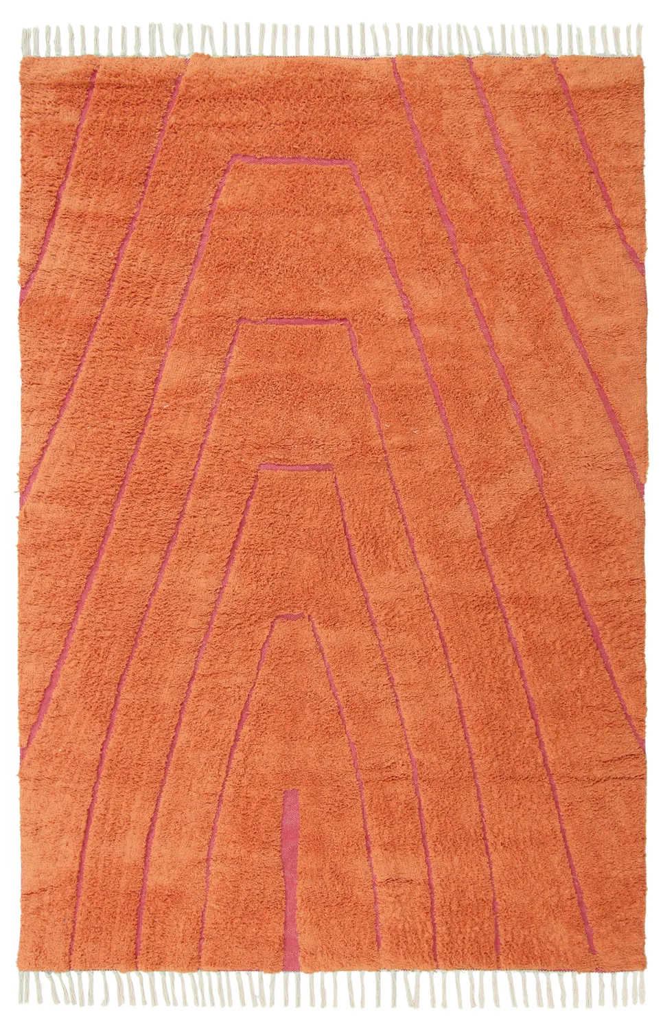 Ryijymatot - Sivia Natural Cotton Shaggy (punainen/oranssi)