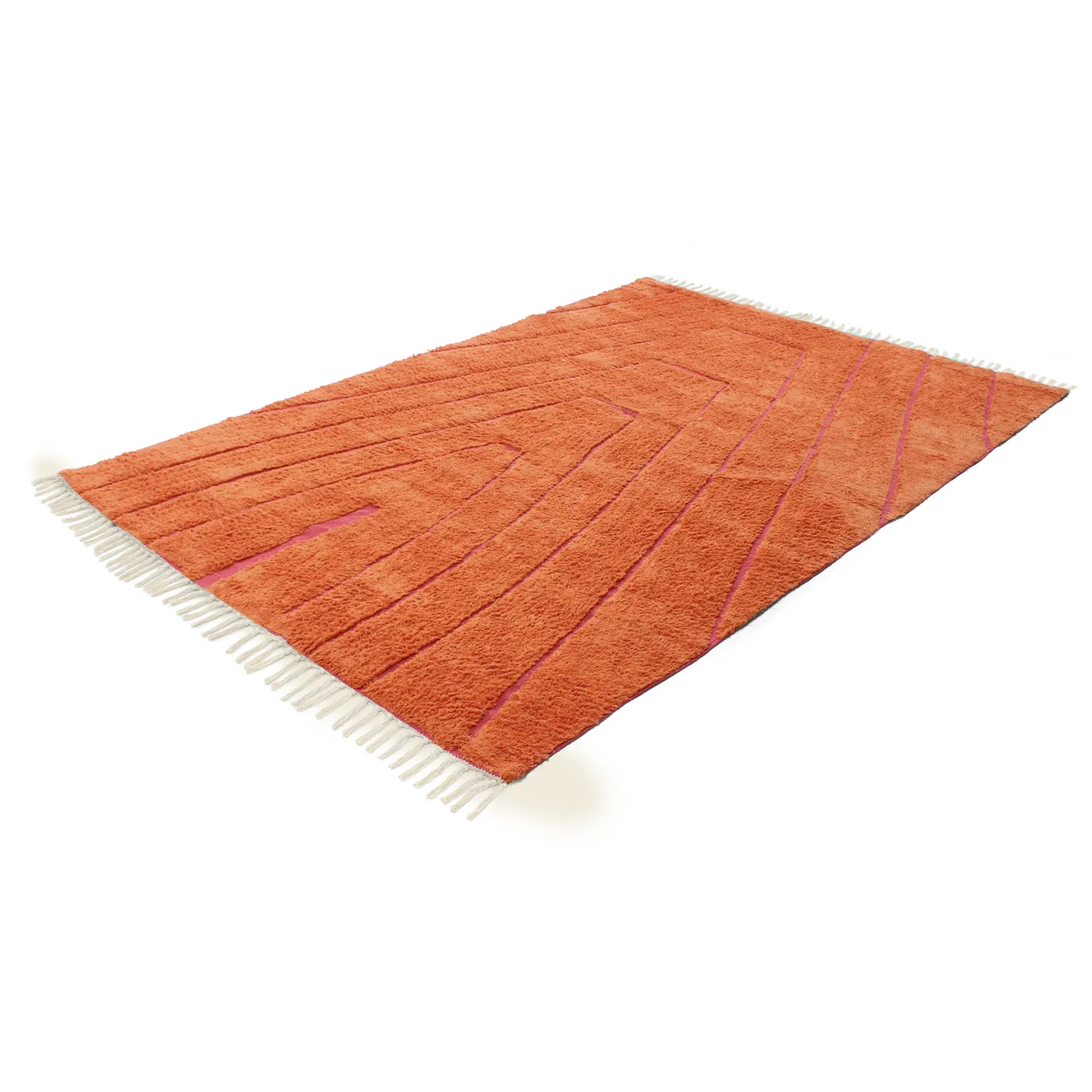 Ryijymatot - Sivia Natural Cotton Shaggy (punainen/oranssi)