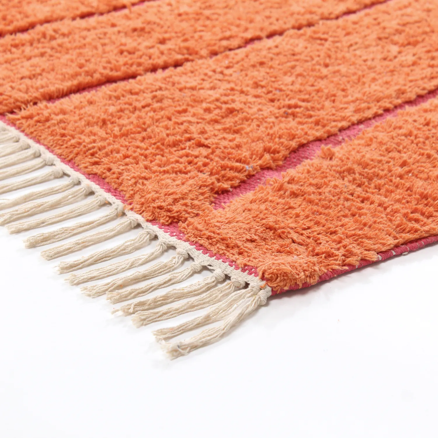 Ryijymatot - Sivia Natural Cotton Shaggy (punainen/oranssi)