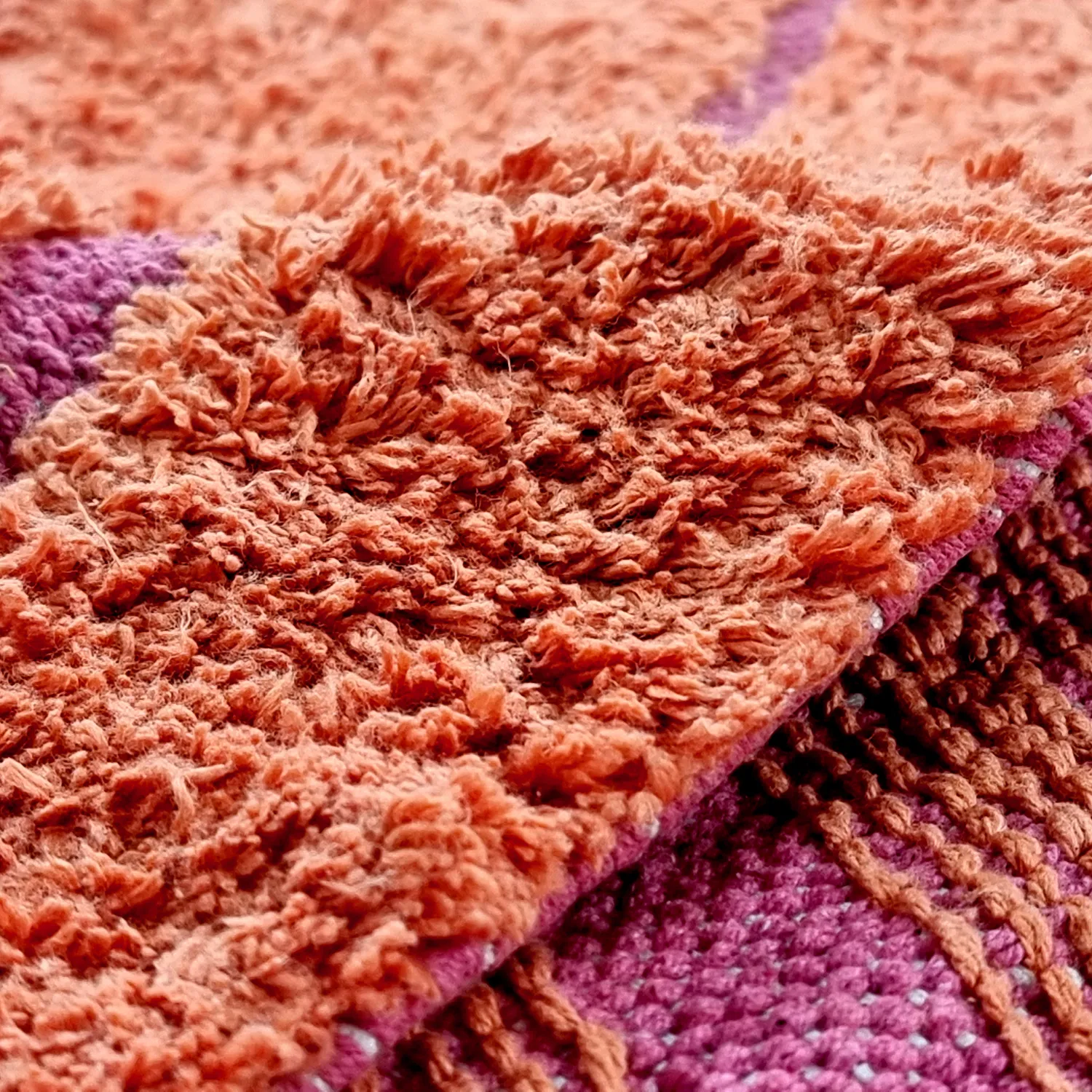 Ryijymatot - Sivia Natural Cotton Shaggy (punainen/oranssi)