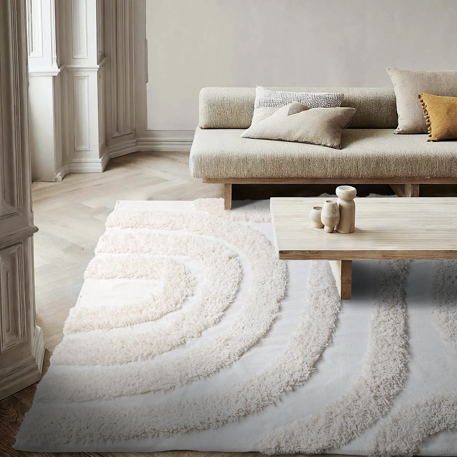 Ryijymatot - Sivota Natural Cotton Shaggy (luonnonvalkoinen)