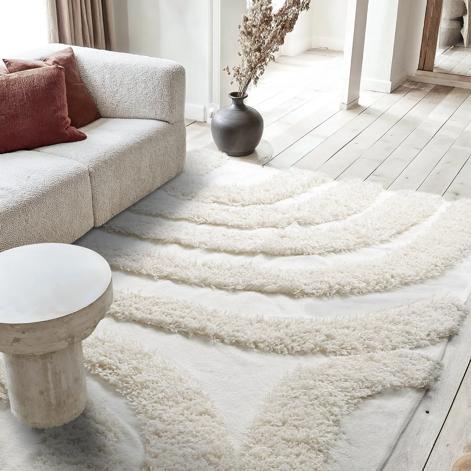 Ryijymatot - Sivota Natural Cotton Shaggy (luonnonvalkoinen)