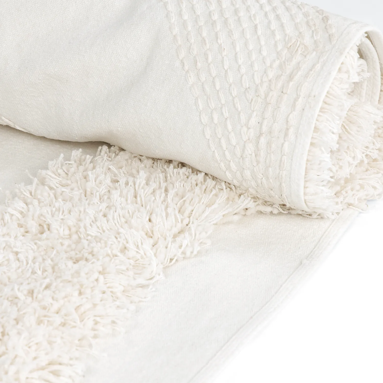 Ryijymatot - Sivota Natural Cotton Shaggy (luonnonvalkoinen)