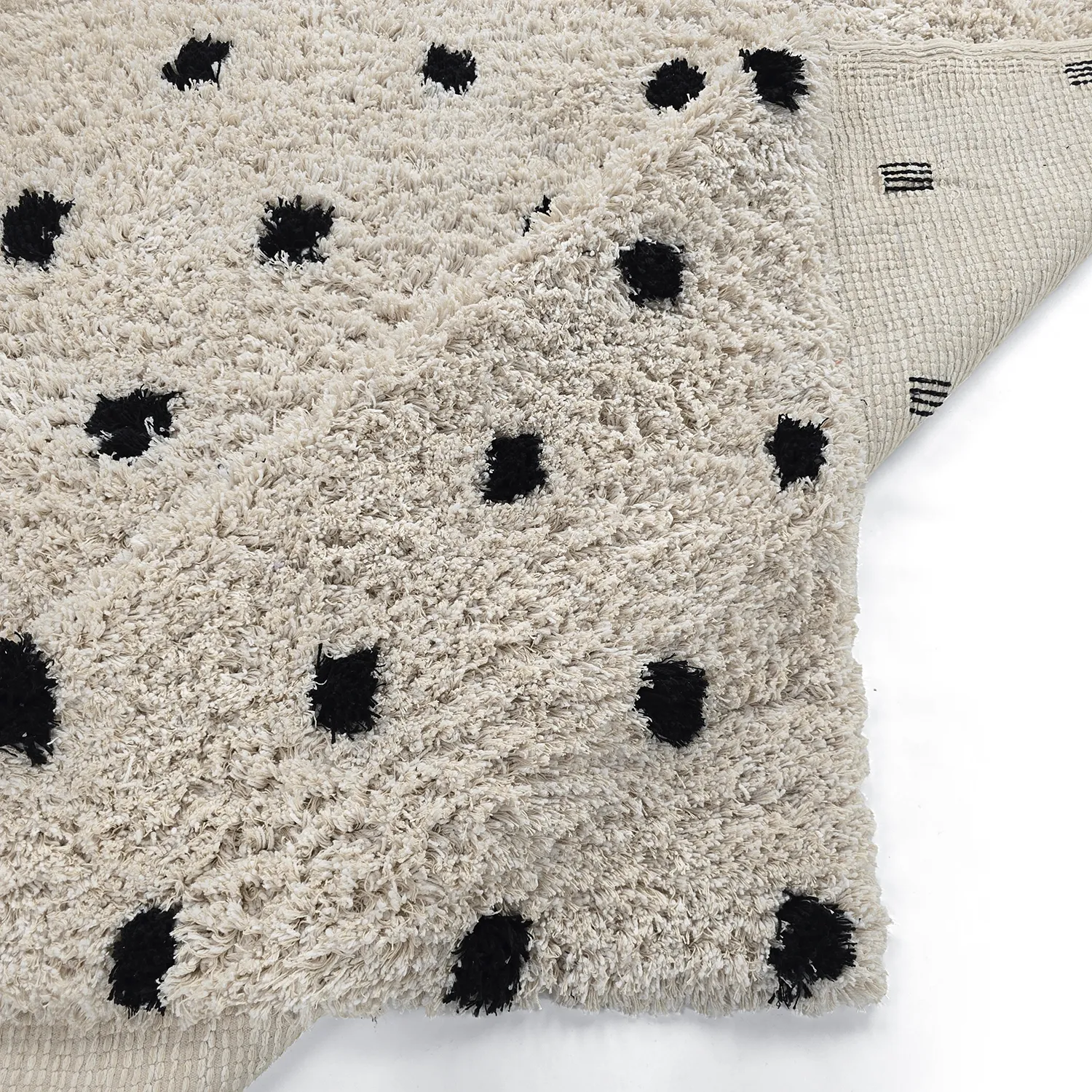 Ryijymatot - Soria Natural Cotton Shaggy (luonnonvalkoinen/musta)