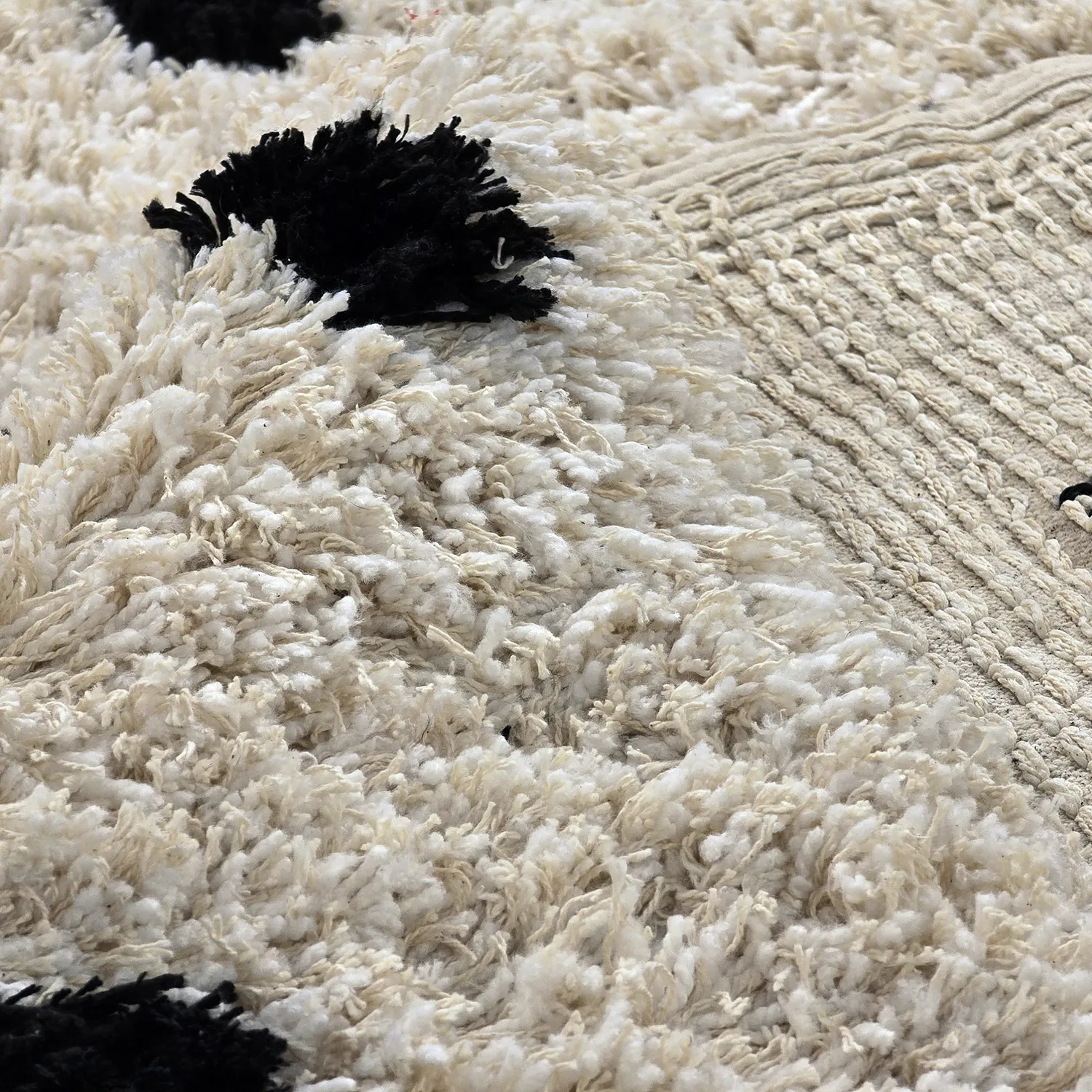 Ryijymatot - Soria Natural Cotton Shaggy (luonnonvalkoinen/musta)