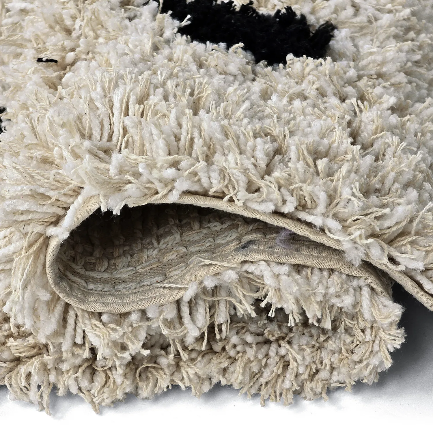 Ryijymatot - Soria Natural Cotton Shaggy (luonnonvalkoinen/musta)
