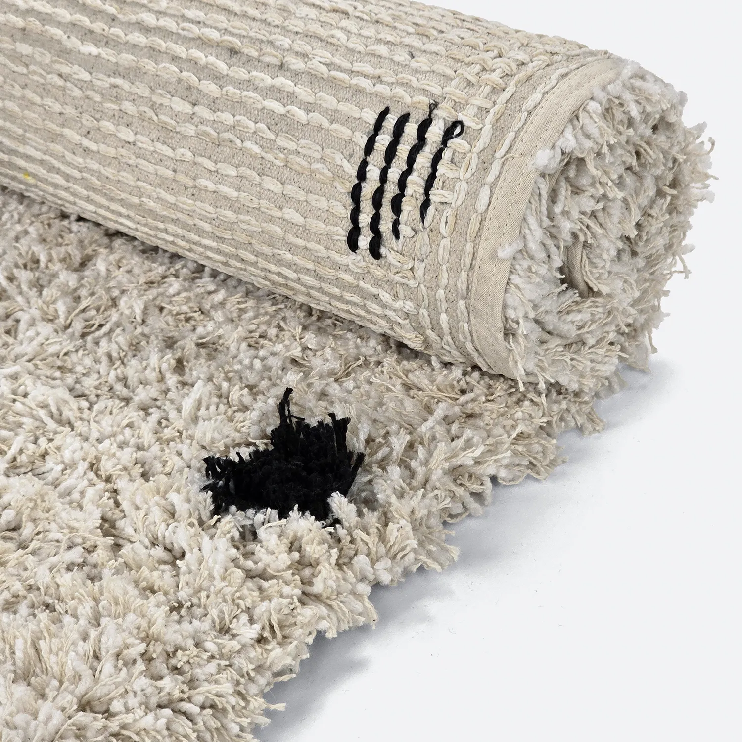 Ryijymatot - Soria Natural Cotton Shaggy (luonnonvalkoinen/musta)