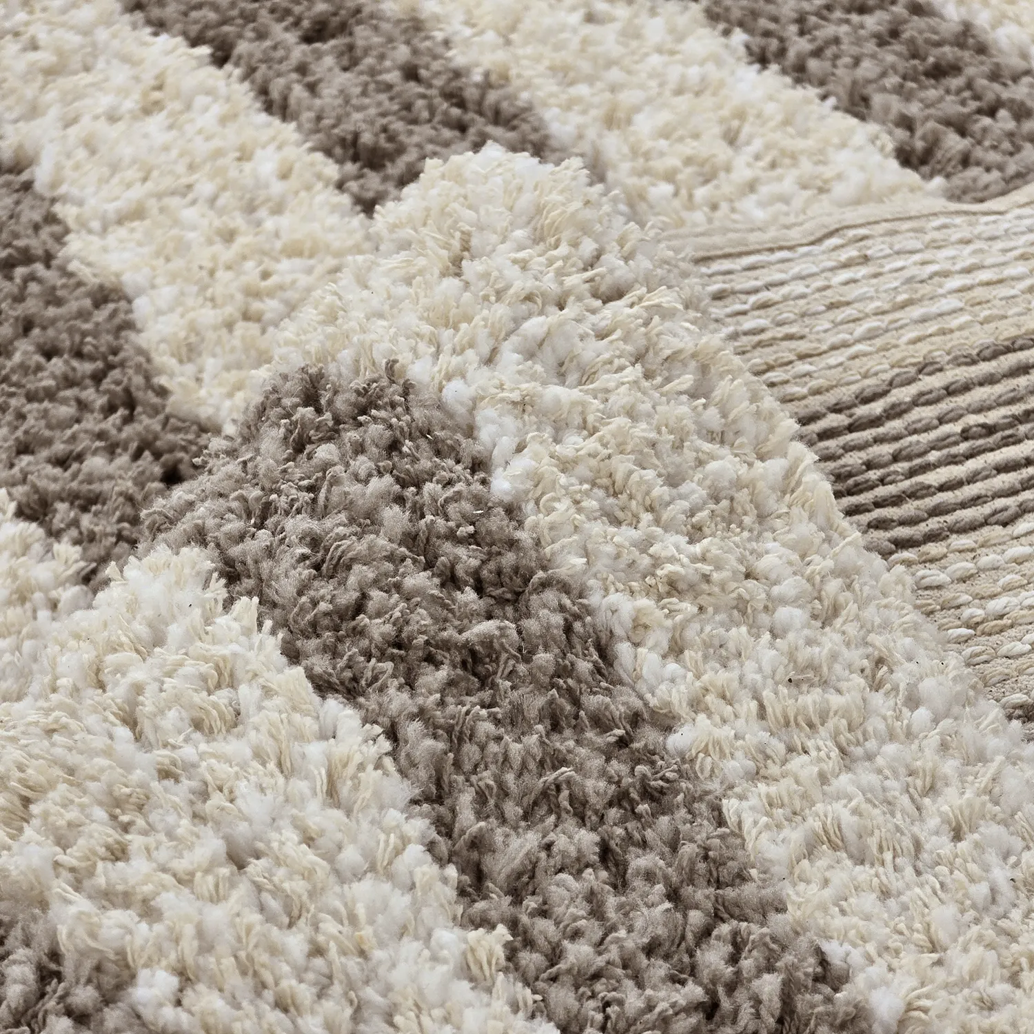 Ryijymatot - Thira Stripe Cotton Shaggy (kerma/taupe)