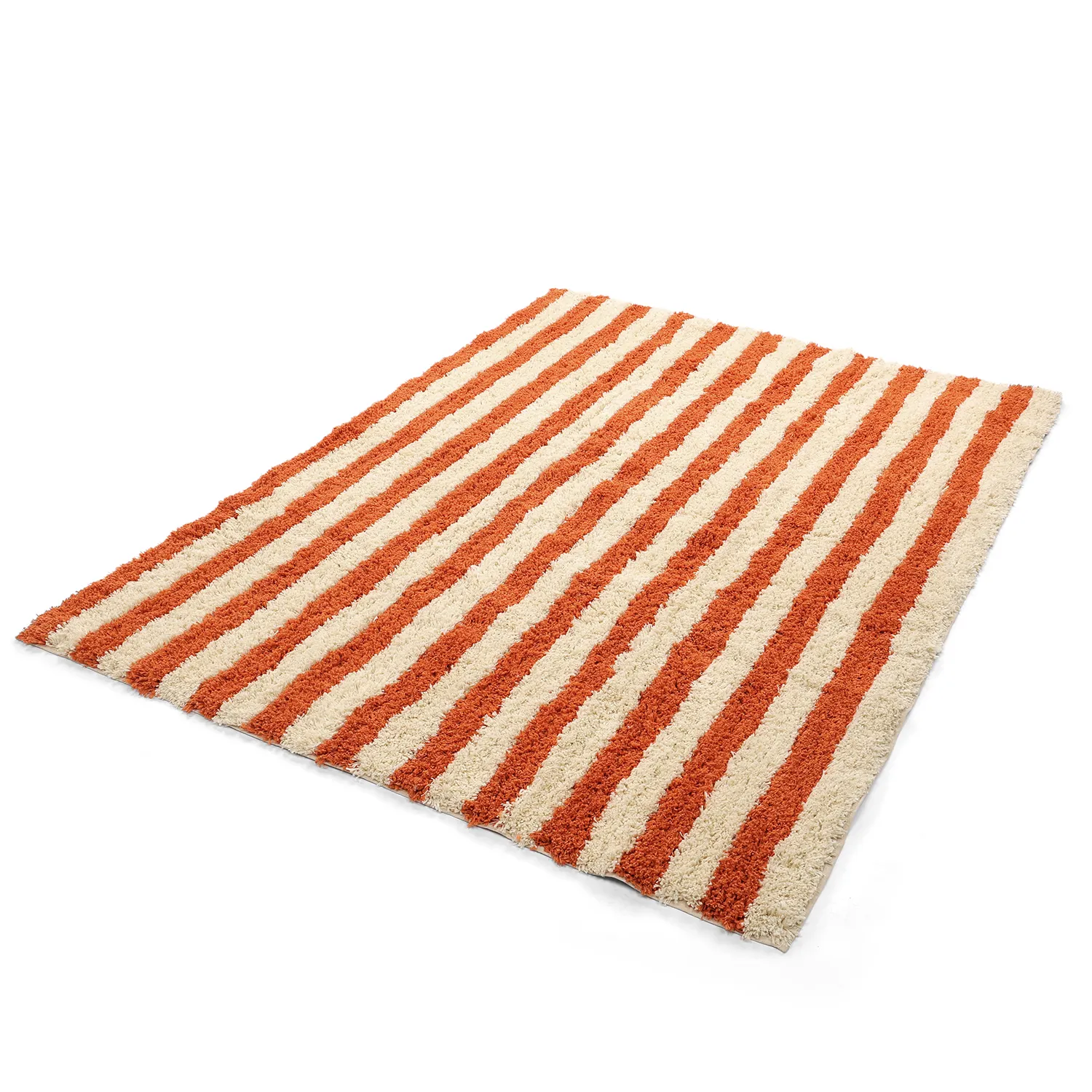 Ryijymatot - Thira Stripe Cotton Shaggy (vaaleankeltainen/vaalea oranssi)