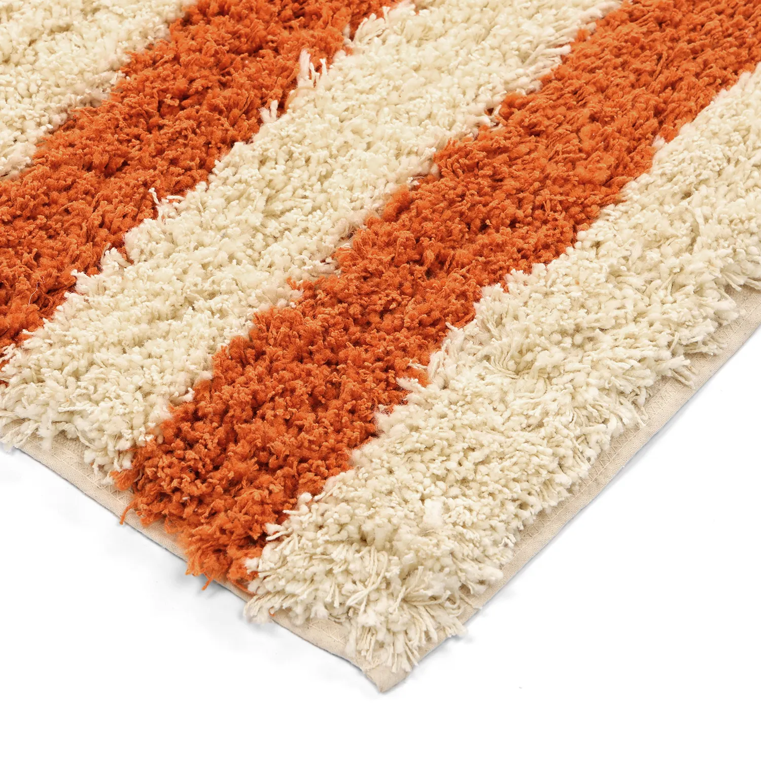 Ryijymatot - Thira Stripe Cotton Shaggy (vaaleankeltainen/vaalea oranssi)