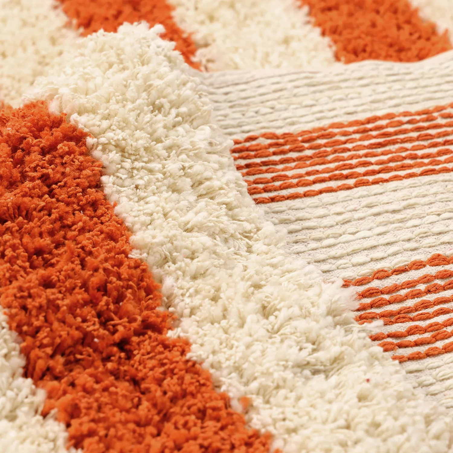 Ryijymatot - Thira Stripe Cotton Shaggy (vaaleankeltainen/vaalea oranssi)