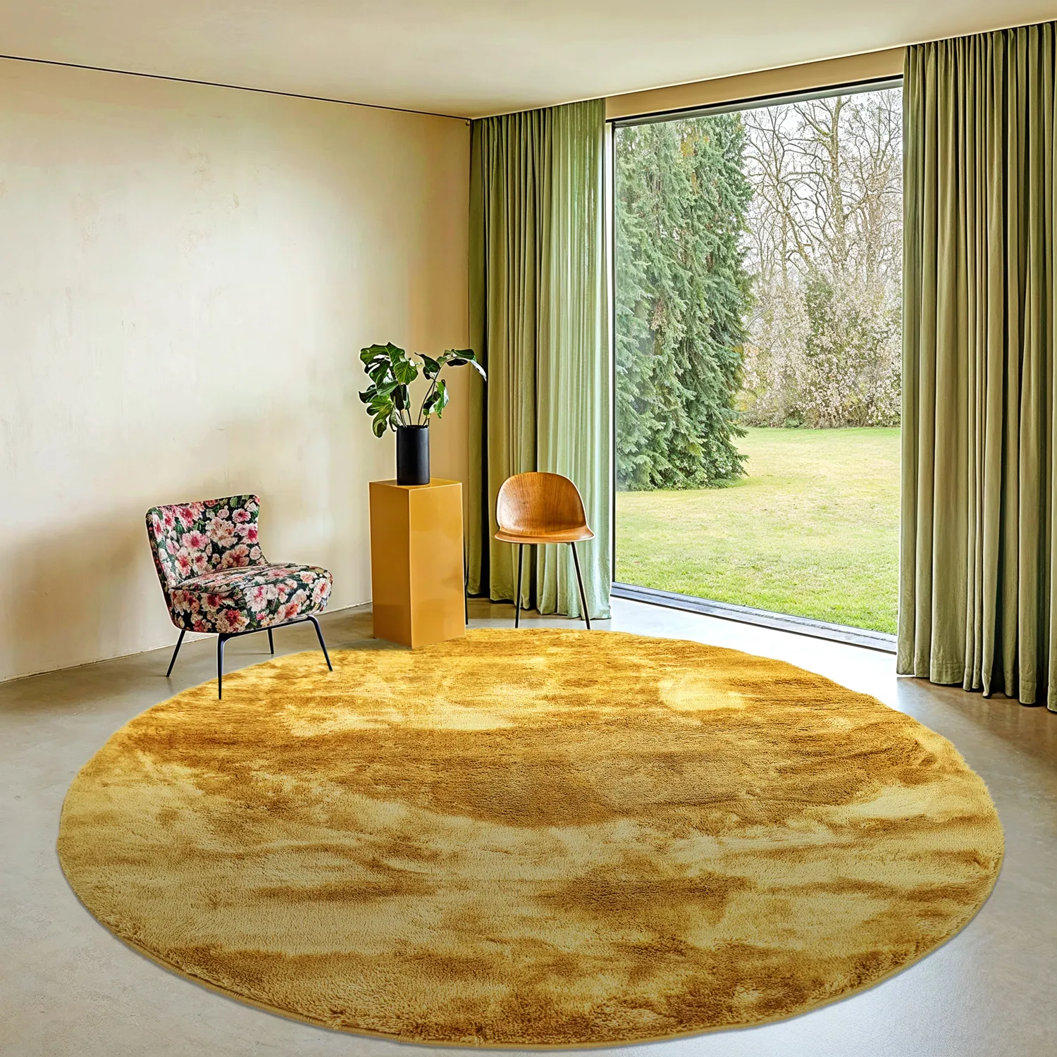 Pyöreä matot - Aranga Super Soft Fur (ochre)