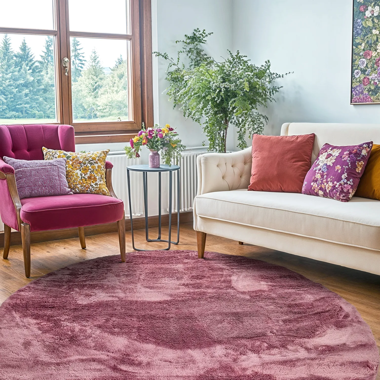 Pyöreä matot - Aranga Super Soft Fur (rose)