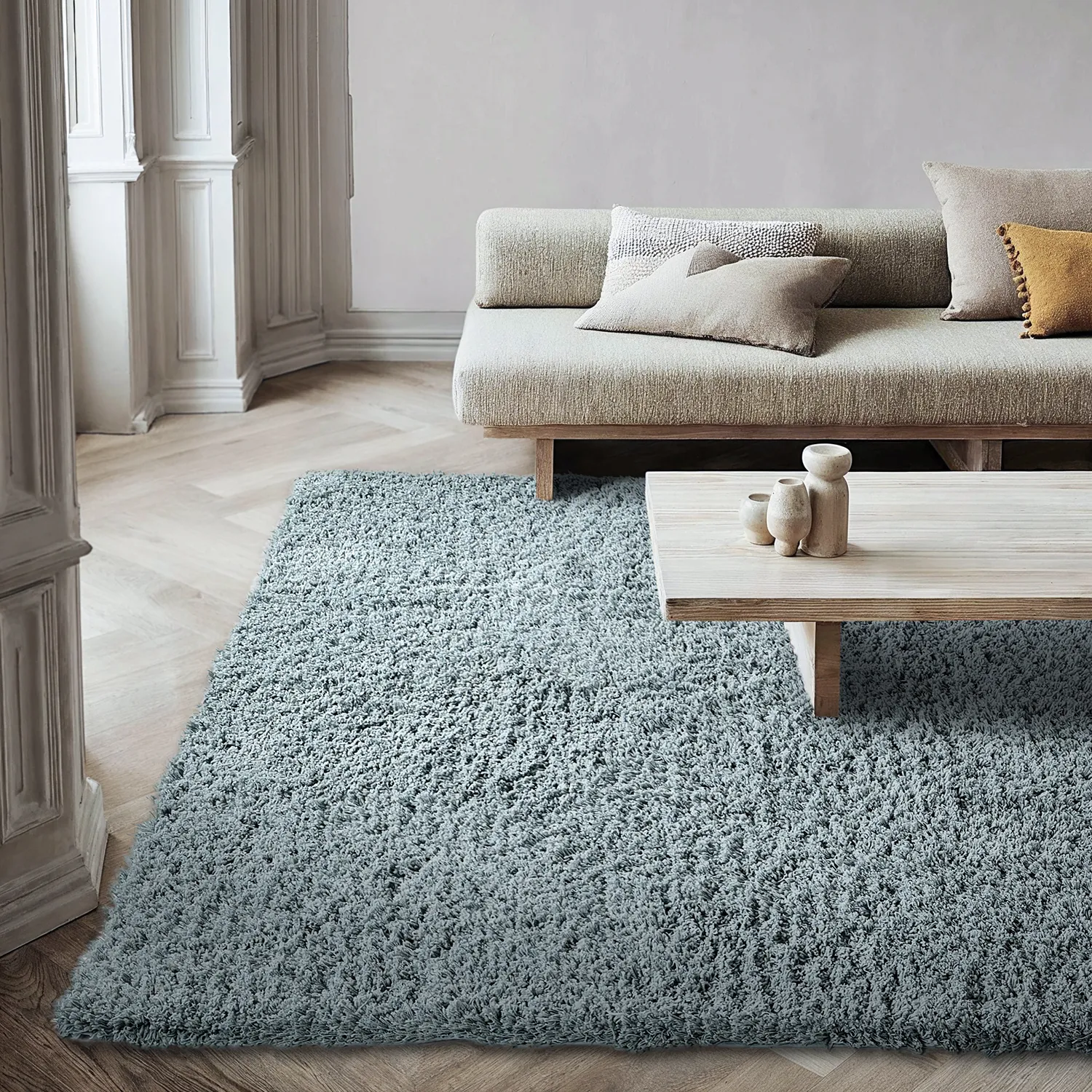 Ryijymatot - Combarro Solid Cotton Shaggy (vaaleansininen)