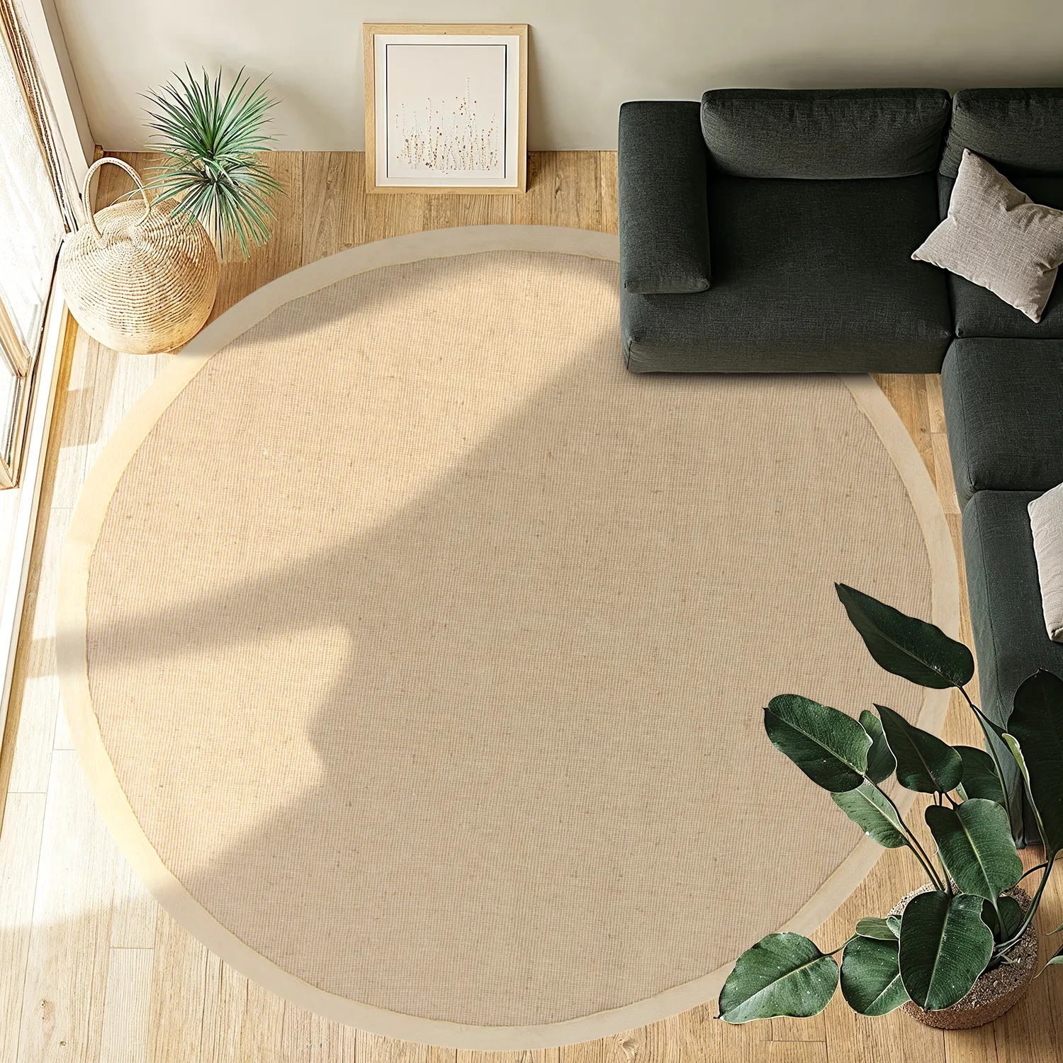 Pyöreä matot (sisal) - Agave (beige/beige)