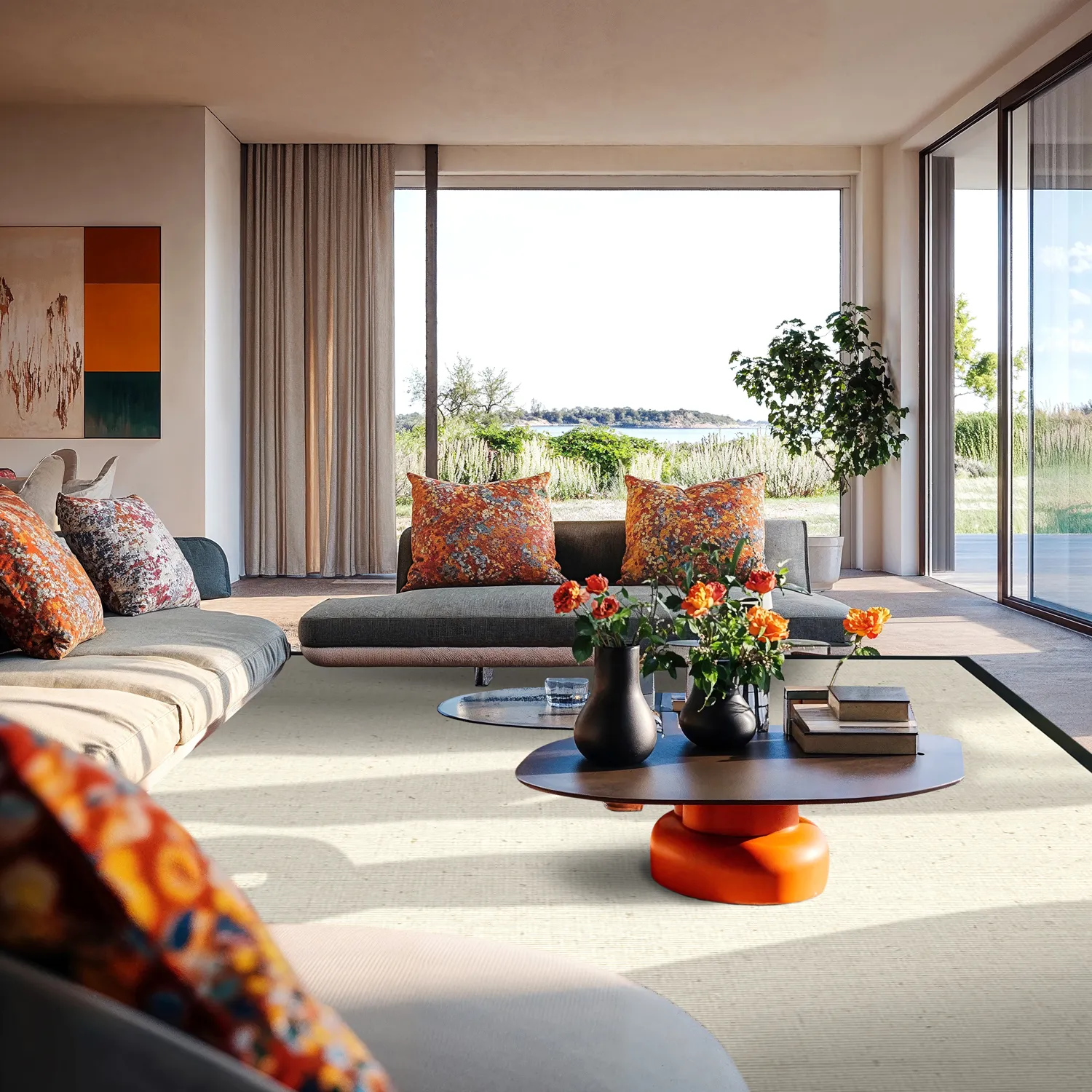 Sisal-matto - Agave (musta/offwhite)
