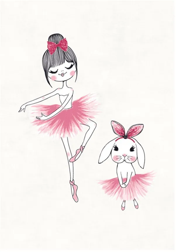 Lastenmatto - Dancing ballerinas (Vaaleanpunainen)