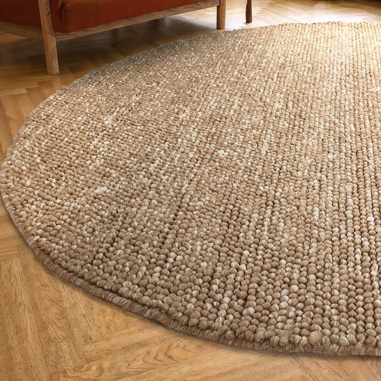 Pyöreät matot - Avafors Wool Bubble (vaaleanruskea/valkoinen)