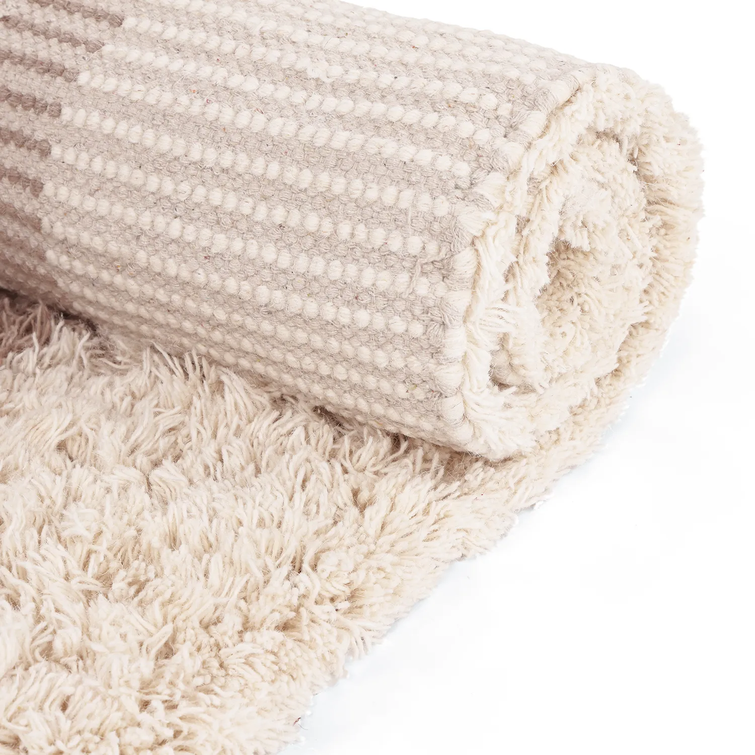 Villamatto - Khenifra Handknot Wool Premium (taupe/kermanvärinen)