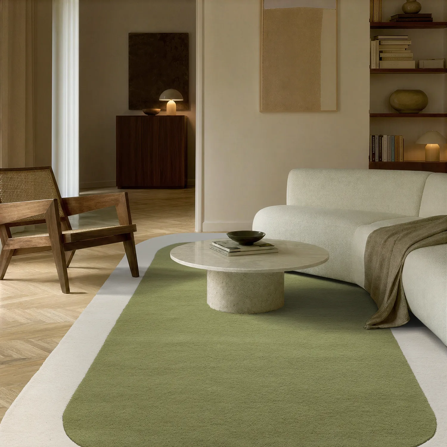 Villamatto - Puri Hand Tufted Wool Premium (vihreä/kermanvärinen)