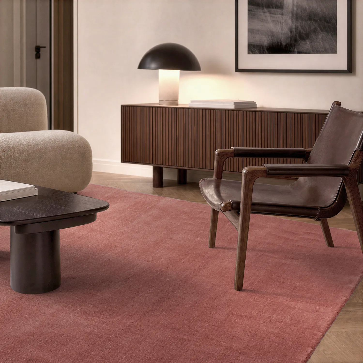 Villamatto - Rozel Handloom Wool Premium (himmeänpunainen)
