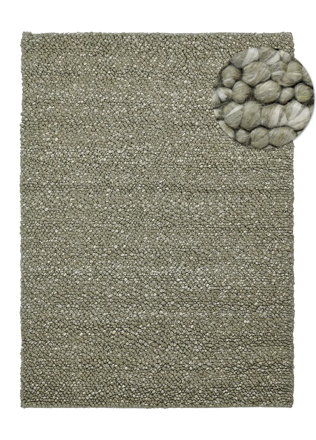 Villamatto - Sala Irregular Wool Bubble (sammaleenvihreä/valkoinen meleerattu)