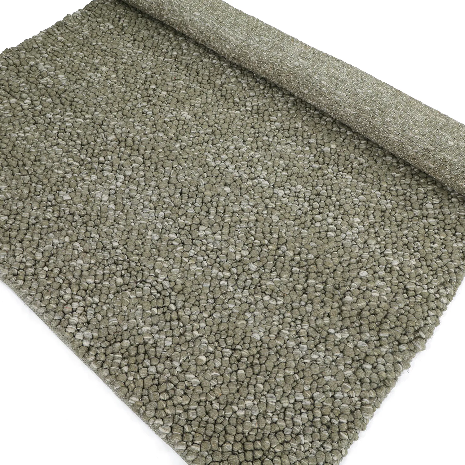 Villamatto - Sala Irregular Wool Bubble (sammaleenvihreä/valkoinen meleerattu)