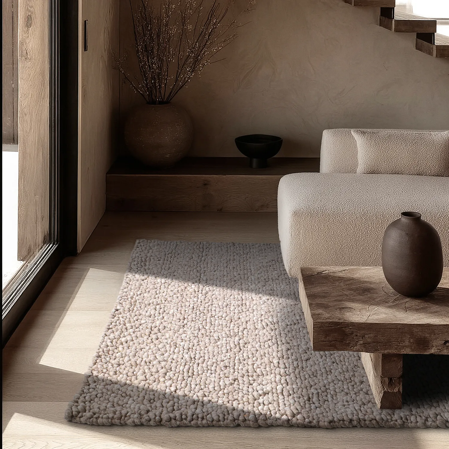 Villamatto - Sala Irregular Wool Bubble (taupe/valkoinen meleerattu)
