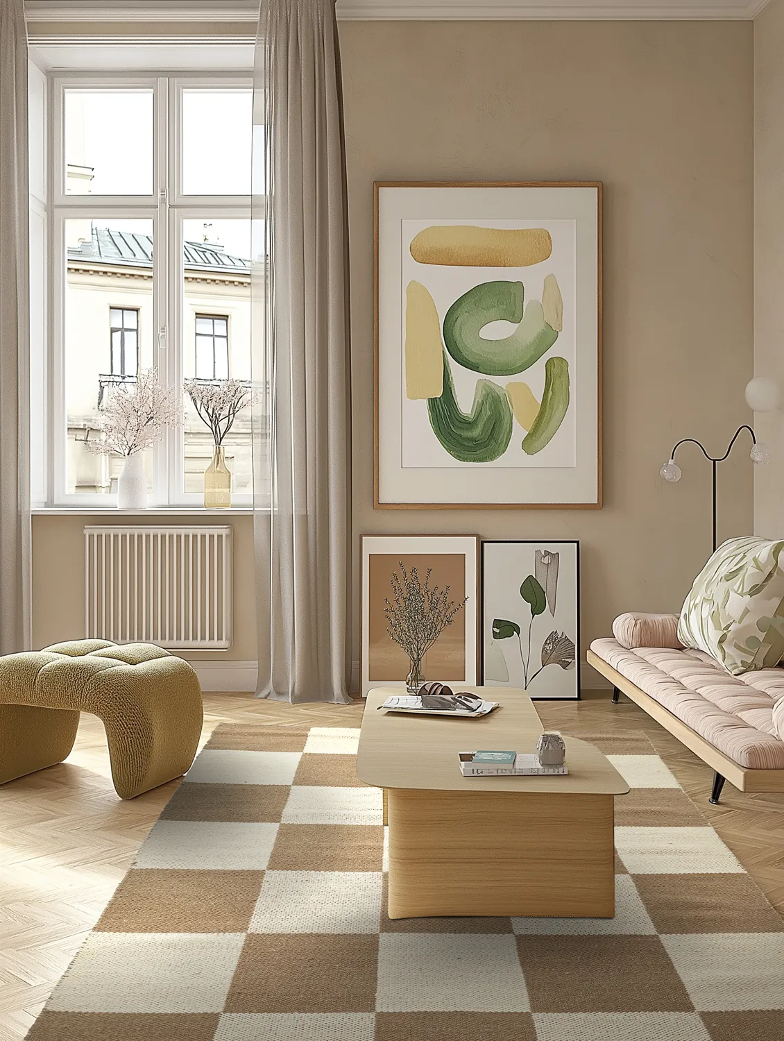 Villamatto - Scacco (ruskea/beige)