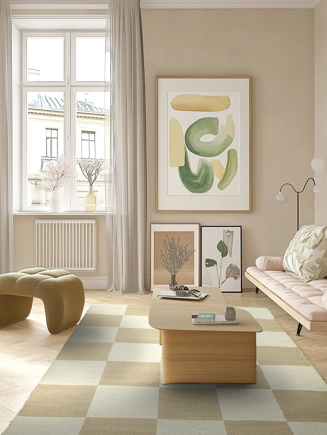 Villamatto - Scacco (valkoinen/beige)