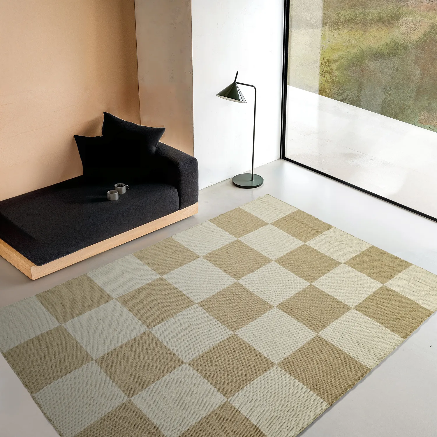 Villamatto - Scacco (valkoinen/beige)