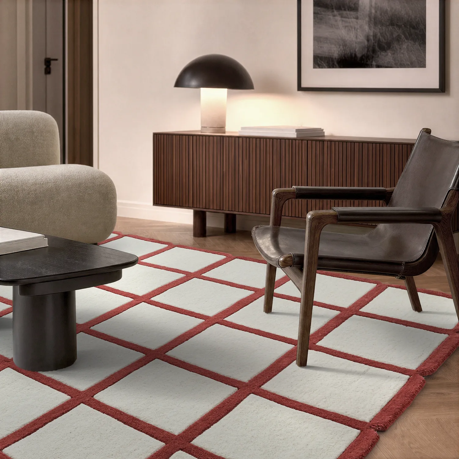 Villamatto - Syl Hand Tufted Wool Premium (punainen/valkoinen)