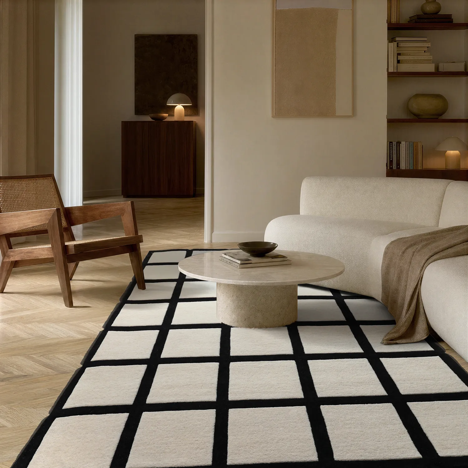 Villamatto - Syl Hand Tufted Wool Premium (musta/valkoinen)