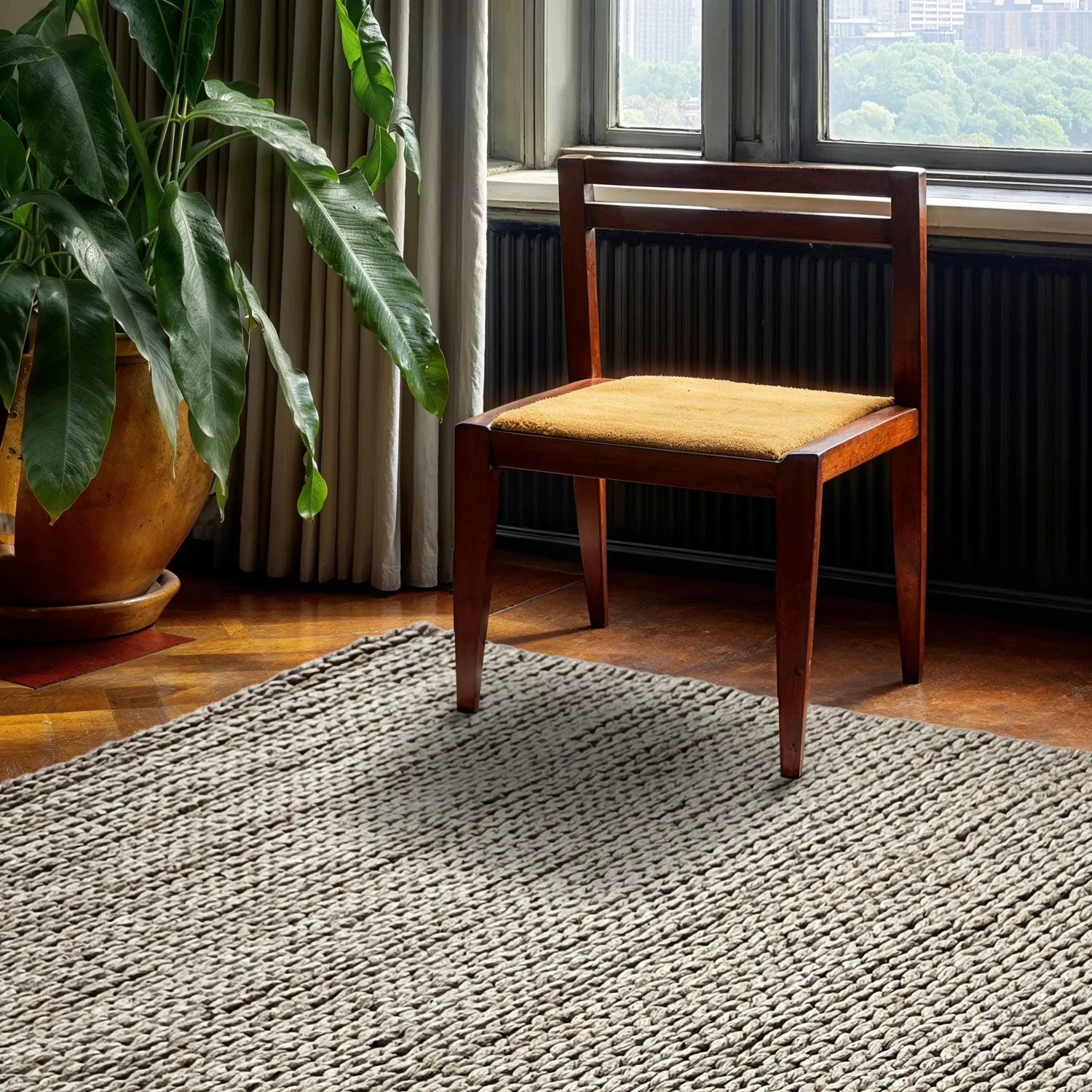 Villamatto - Talvia Braided Wool (harmaa)